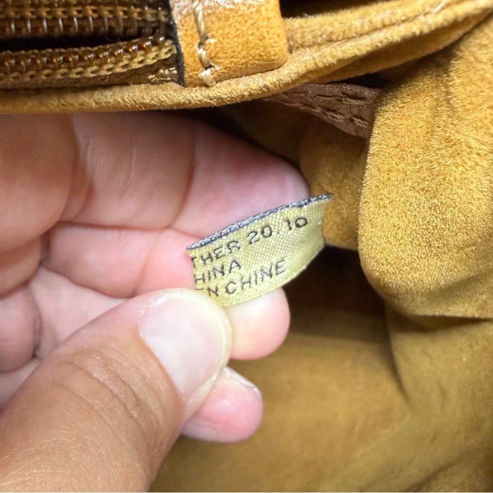 Patricia Nash Leather Satchel Bamboo Top Double Handles Firm Cognac Brown SEE - Picture 15 of 16